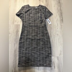 DKNY Black and White Checkered Midi Dress